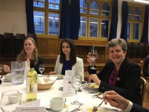 Head and Deputy Head Girl and Sue Manning